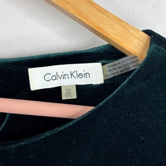 Calvin Klein Velvet Blouse 0X Emerald Green Bell Sleeve Christmas Holiday Photos - Picture 7 of 12